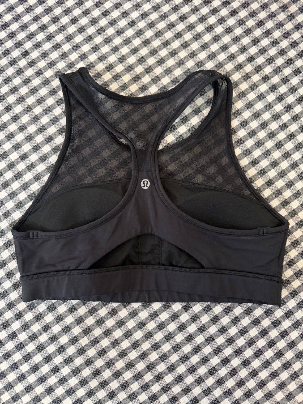 lululemon  Black Racerback Sports Bra with mesh detail